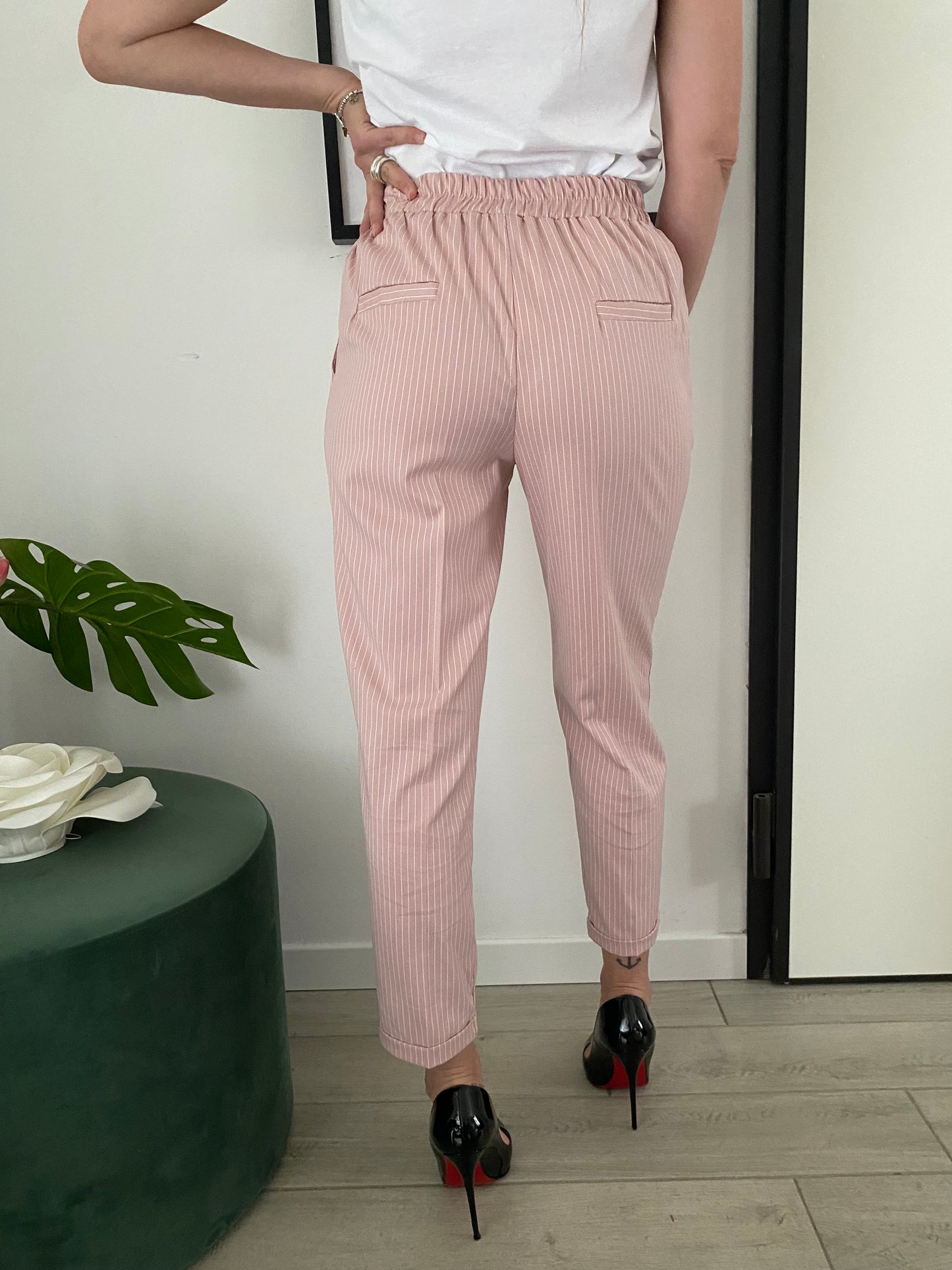 Pantaloni Chicca rosa gessato IF Collection