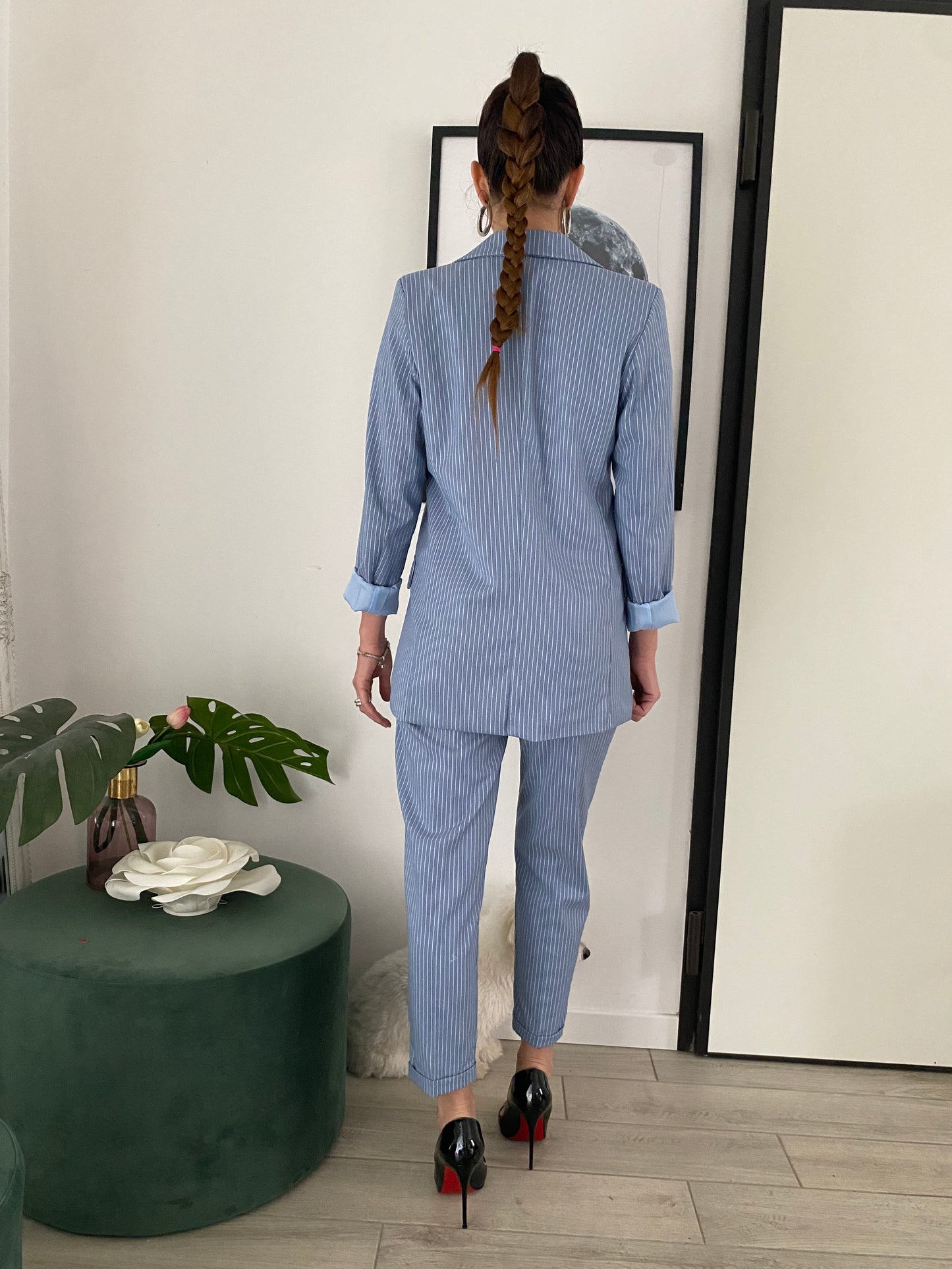 Pantaloni Chicca azzurro gessato IF Collection