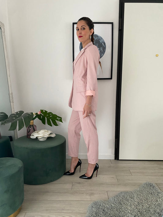 Pantaloni Chicca rosa gessato IF Collection